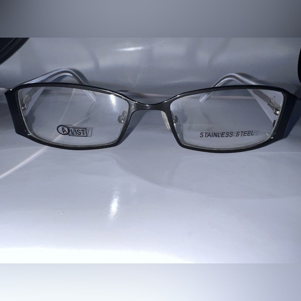 New A-list eyewear women’s glasses acetate and metal frame black white 52/16/135